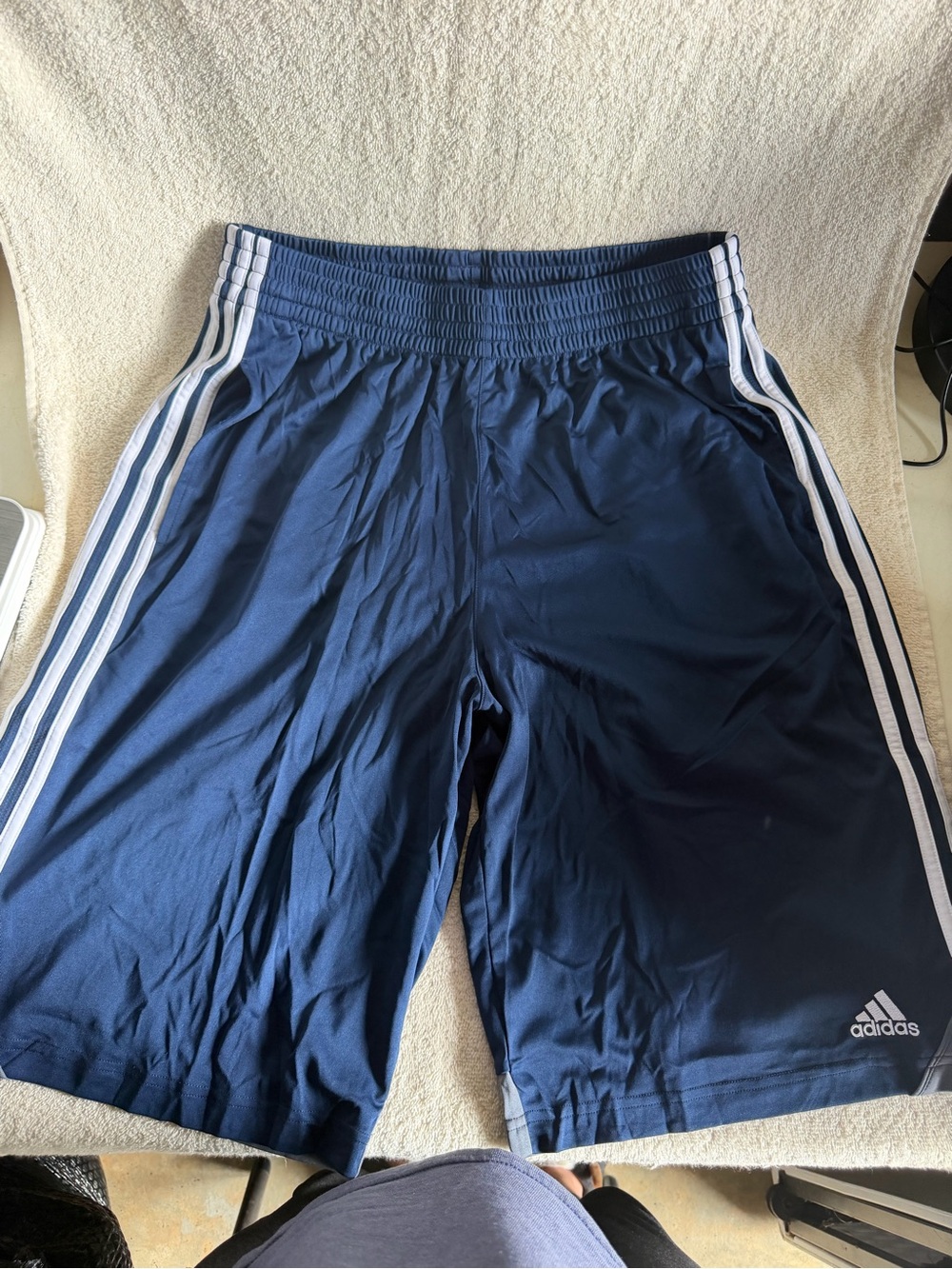 adidas Navy Blue Athletic Shorts with White Logo